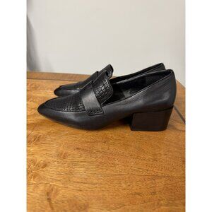 Vince Camuto Black Leather Block Heel Loafers